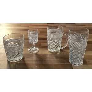 Lot of 4 Vintage Assorted Anchor Hocking Wexford Water Goblets Tumblers